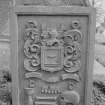 View of gravestone of weaver dated 1763 in the churchyard of Longforgan Parish Church.