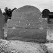 Luing, Kilchattan Church, Sinclair headstone.
View of headstone.
Insc: 'J S John Sinclair Slate Quarrier Collipol Luing In The Year 1821.