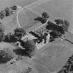 Oblique aerial view centred on Edzell Castle and garden