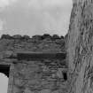 Detail of stone shelf above south entrance, Knockhall Castle.