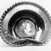 Traprain treasure - "a beaded bowl". From a photograph album of the Curle family, 1911-19.