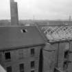 View of roof of Ward Mills, Dundee from elevated viewpoint during demolition.