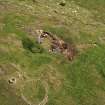 Oblique aerial view of Traprain Law fort centred on summit excavations undertaken in July 1997, taken from the NW.