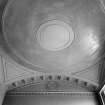 Detail of ceiling in room to right of entrance hall, Cairness House.

