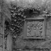 Detail of carved plaque in Woodhouselee aisle, Glencorse Old Parish Church.