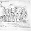 Sketch view of Cloister Aisle of Holyrood Abbey from South East.
Signed and Dated "Wm. Beattie Brown Jnr.  May/99."
