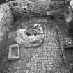 Craignethan Castle
Excavations 1984
Frame 14 - Interior of basement showing cobbled floor, kiln and trough
