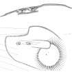 RCAHMS publication drawing; Earnagream, Canna, souterrain and mound: plan and section. 

