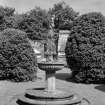 View of fountain in garden of Ravelston House, Edinburgh.