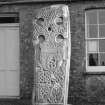 View of face of cross slab at Corsewall House, moved from Kilmorie Chapel.