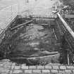 Edinburgh Castle, settlement. Excavation photograph showing area H - completed excavation - bedrock.