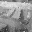 Edinburgh Castle, settlement. Excavation photograph: area H - linear features, longitudinally half sectioned.