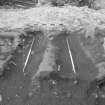 Edinburgh Castle, settlement. Excavation photograph showing area H - 'beam slots' fully excavated.