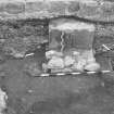 Edinburgh Castle, settlement. Excavation photograph showing area H - N wall footing for ramp down to E with 287 removed - construction cut for 241.