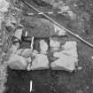 Edinburgh Castle, settlement. Excavation photograph showing area H - possible iron smithing furnace structure.