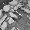 Edinburgh Castle, settlement. Excavation photograph showing area H - possible iron smithing furnace structure.