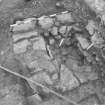 Edinburgh Castle, settlement. Excavation photograph showing area H - fully excavated base of 296 furnace.