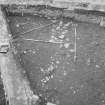 Edinburgh Castle, settlement. Excavation photograph showing area H - features appearing in the midden layer 330, from E.