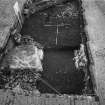 Edinburgh Castle, settlement. Excavation photograph showing area H - cobbles and fully excavated wall 254 showing cobbles cut by wall trench.