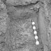 Edinburgh Castle, settlement. Excavation photograph: area H - detail of FE lined box fully excavated.