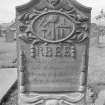 View of gravestone commemorating Robert Butchard, dated 1787, in the churchyard of Longforgan Parish Church.