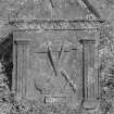 View of gravestone for Robert Robertson who died 1779, in the churchyard of Comrie Old Parish Church.