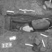 Edinburgh Castle. Excavation photograph : area H - FE box with stones before removal.