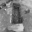 Edinburgh Castle. Excavation photograph : area H - detail of FE box plus nailed framework.