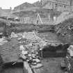 Edinburgh Castle. Excavation photograph : area H - linear feature showing relationship with causeway.