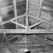 Interior.
View of king post roof truss in power station.
