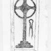 Photographic copy of rubbing of medieval calvary cross-slab.