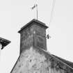 Detail of horse weathervane and chimney.