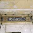 View of interior.  Detail of tiled frieze, 13 Howard Street
