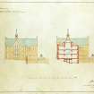 Photographic copy of side elevation and section of prison.