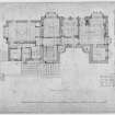 Photographic copy of alternative sketch plans and elevations. First floor plan of chosen design.