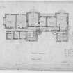 Photographic copy of alternative sketch plans and elevations. Second floor plan of chosen design.