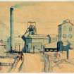 Ink and wash sketch of Woolmet Colliery, Midlothian
statfile copy of DC33239
Signed: 'I G Scott'