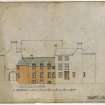 Hatton House
Photographic copy of West elevation
Entitled: 'West Elevation'
Dated: '7th May, 1919'
Black ink and colourwash, with scale
