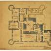 Hatton House
Photographic copy of plan of first floor
Entitled: 'First Floor'
Dated: '2nd May 1919'
Balck ink and colourwash, with scale