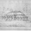 Photographic copy of view showing St Cuthbert's, James Weir building
West Princes Street Gardens, sheet 2 of set of 6 sketches of proposed Winter Garden
Unsigned. Pencil. Size  500 x 350