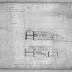 Photographic copy of elevations and sections of workshop on the vacant ground to the South of King's Stables
Signed '11 Royal Exchange, Edinburgh. 16 July 1886'