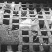 Interior view of Dalgety Gardens dovecot showing nesting boxes.