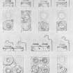 Iona, Iona Abbey.
Photographic copy of plan showing cloister of drawings of bases in cloister arcade.