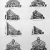 Photographic copy of sectional drawings of conservatories, vinery and greenhouses.