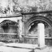 Aberdeen, St. Machar's Cathedral. 
Copy of historic photograph showing view of Bishop Dunbar's tomb with unidentified effigy.
