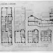 Photographic copy of basement, street floor, 1st, 2nd, & 3rd floor plans and longitudinal section