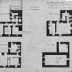 Photograhic copy of ground, first, second and top floor plans inscribed: 'Lord Reays Caithness Seat.  Used by Soldiers of Cromwell, occupied down to 1863, Now beginning to fall into ruins.'