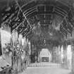 General view of Great Hall (Banqueting Hall) showing wooden roof beams.