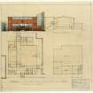 Additions for St Bernard's Parish Church.
Photographic copy of plans, section and elevation and details for new hall.