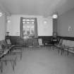 Church halls, ground floor, lower hall, meeting room, view from E